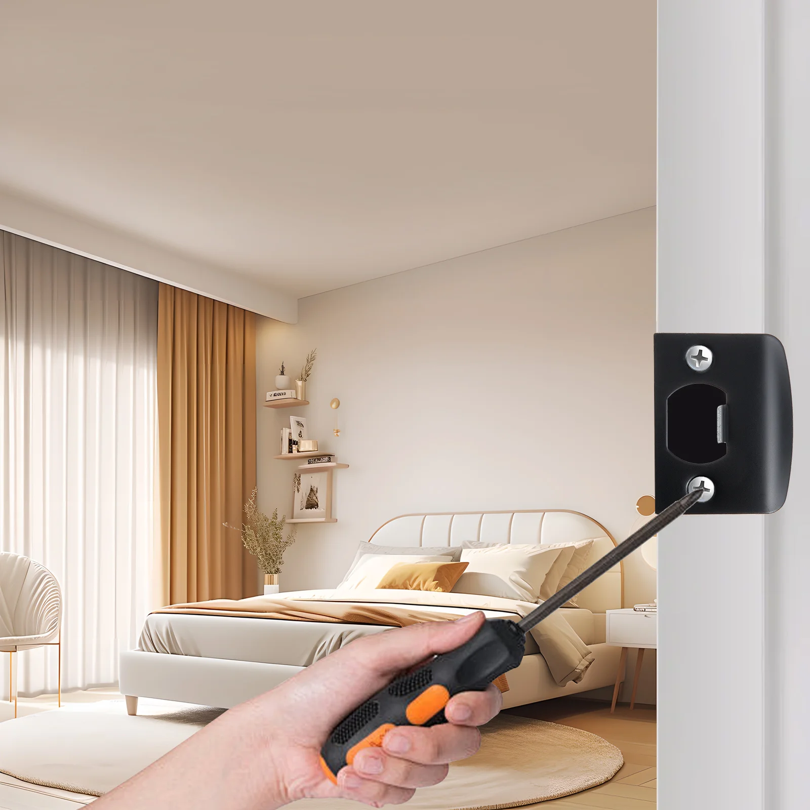 4 szt. Stal nierdzewna Osłona zamka zatrzaskowego Wzmocnienie drzwi Pokrywa zamka Wymiana Ulepszenie bezpieczeństwa Wypełniacz otworów