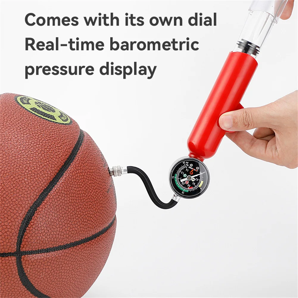 Ball Pump With Pressure Gauge 1.4Bar/20Psi Air Pump, Rain Resistant Portable Lightweight Hand Pump For Football, Basketball