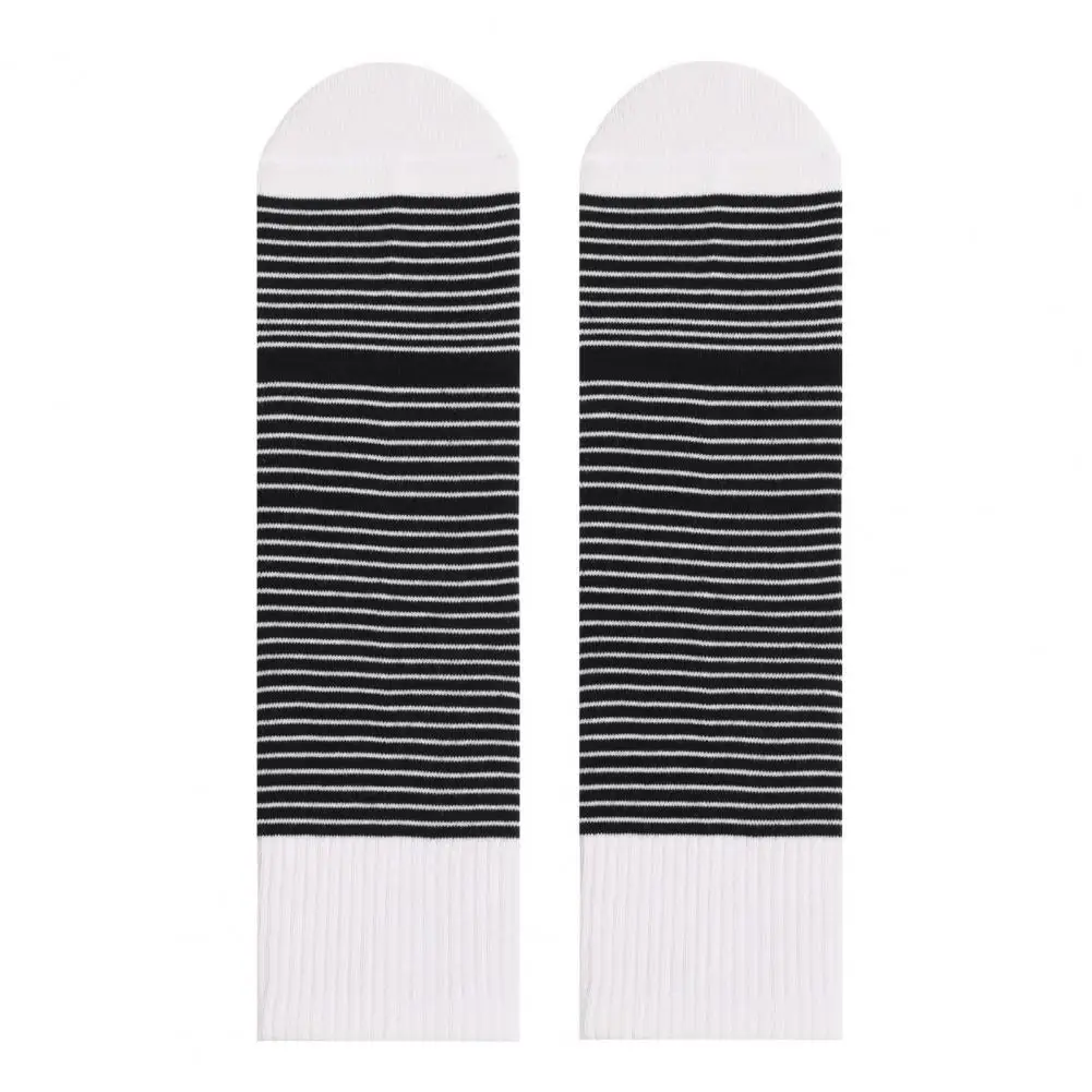 Mid-tube Socks Cozy Cat Print Sports Socks Unisex Striped Mid-tube Elastic Warmth with Anti-slip Grip Breathable Odor-free