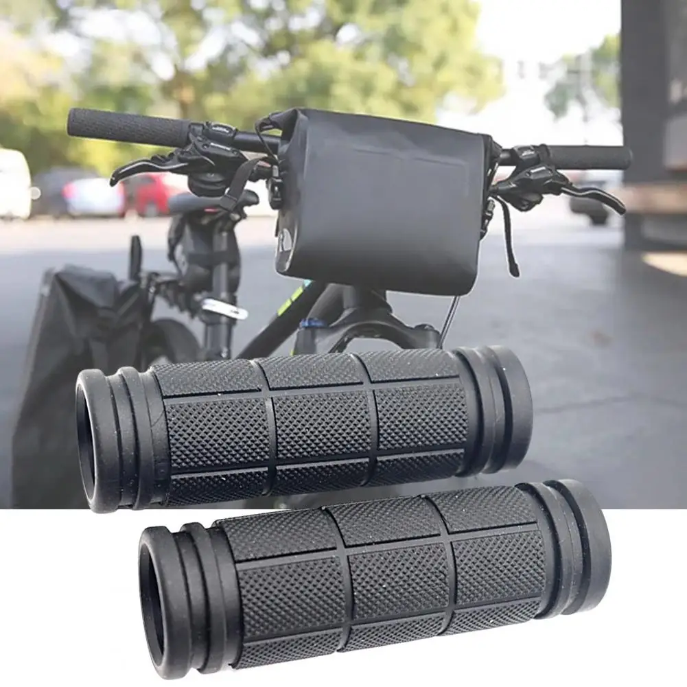 Black Bike Handlebar Sleeves Grips One-sided Locking Rubber Dustproof Bicycle Cycling Handle Bar Grips Replacement Parts