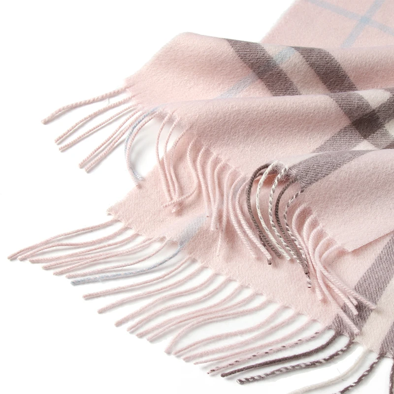 LONGMING 100% Merino Wool Knitted Shawl New Women Autumn Fashion Classic Plaid Solid Scarf Winter Warm Knottable Muffler for Man