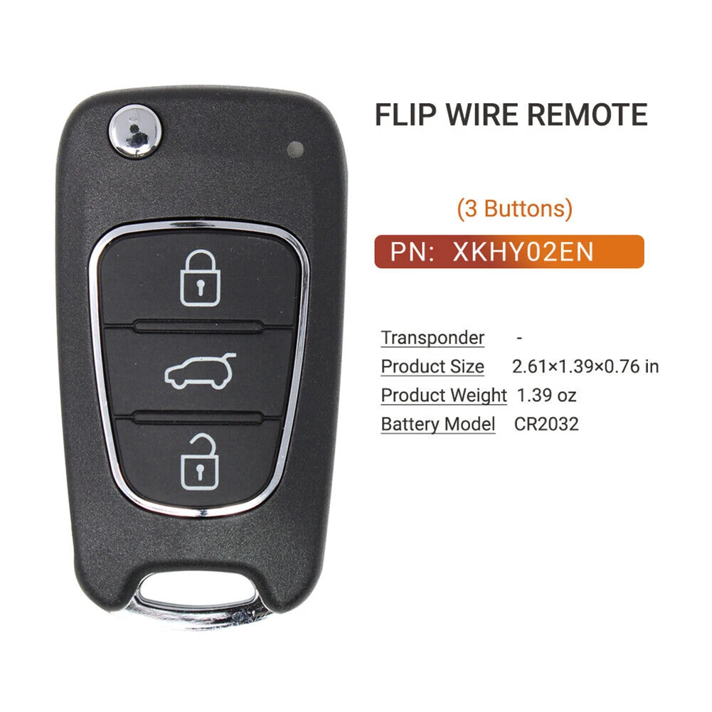 Para XKHY02EN Universal Fio Remoto Key Fob 3 Botões para Tipo de Chave VVDI