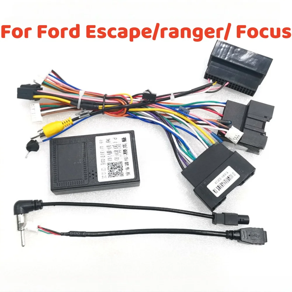 Car 16pin Wiring Harness Adapter Canbus Box Decoder Android Radio Power Cable For Ford Kuga Escape Ecosport Fiesta Ranger 2014