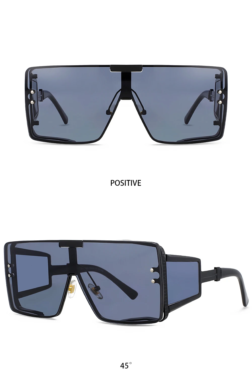 46588 Vintage Luxus Marke Sonnenbrille Frauen Großen Rahmen Männer Mode Eine Linse Quadratische Shades Uv400 Gläser – Detail 7