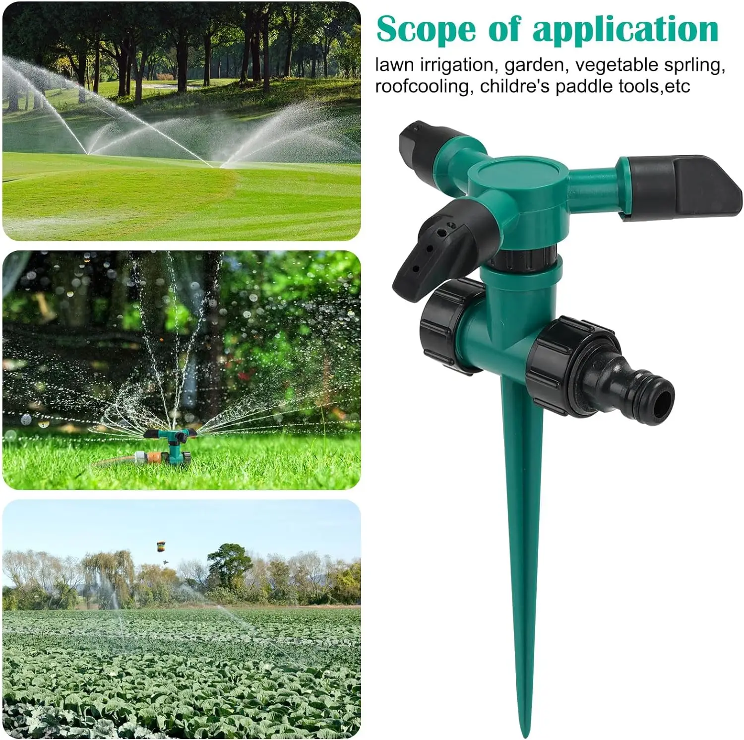 

2pc Garden Sprinkler,Rotating Lawn Sprinkler For Yard 360-DegreeAutomatic Rotating Three-Fork Sprinkler Head Lrrigation Rotary