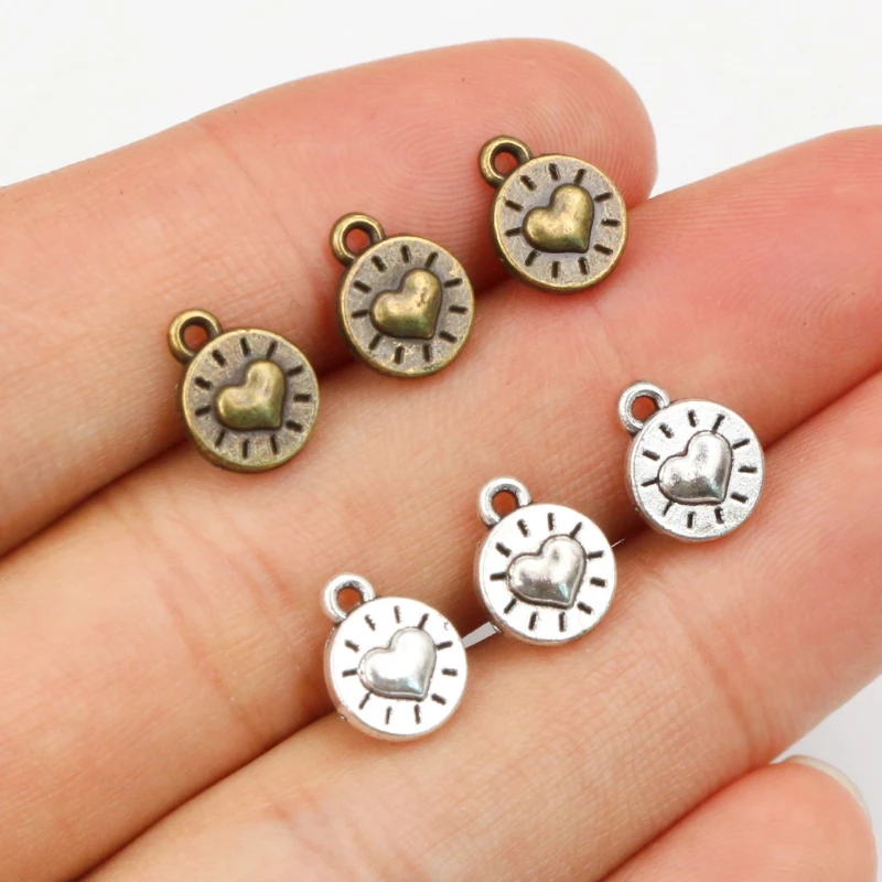 30pcs 10x8mm Bronze Antique Silver Plated Heart Handmade Charms Pendant:DIY Jewelry Making Findings for bracelet necklace