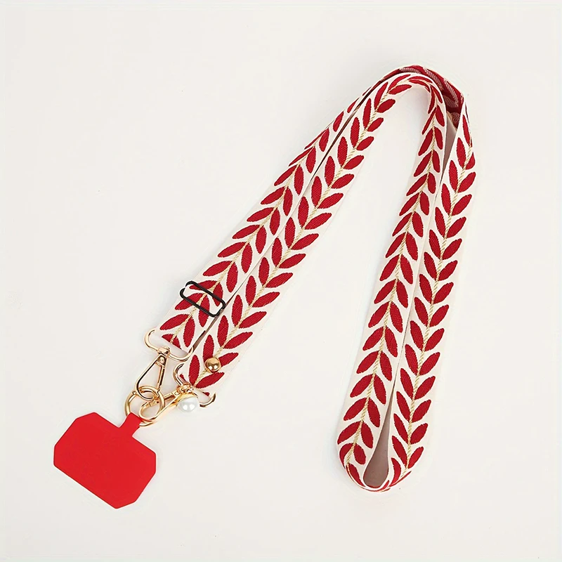 Lange universele verstelbare telefoonkoord voor dames, crossbody schouderband, parel hanger, anti-verlieskoord