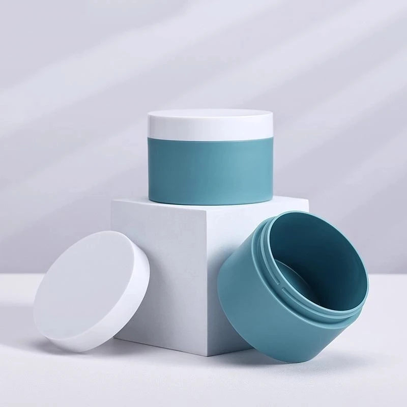 Pot en plastique moulé par Injection bleu 100G, 1/2 pièces, crème pour le visage, récipient cosmétique en plastique épais, bouteille rechargeable, boîtes, étui pour sérum