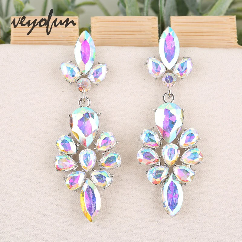 Veyofun Classic Lady Crystal Drop Earrings Elegant Trendy Party Dangle Fashion Jewelry for Women Gift Wholesale