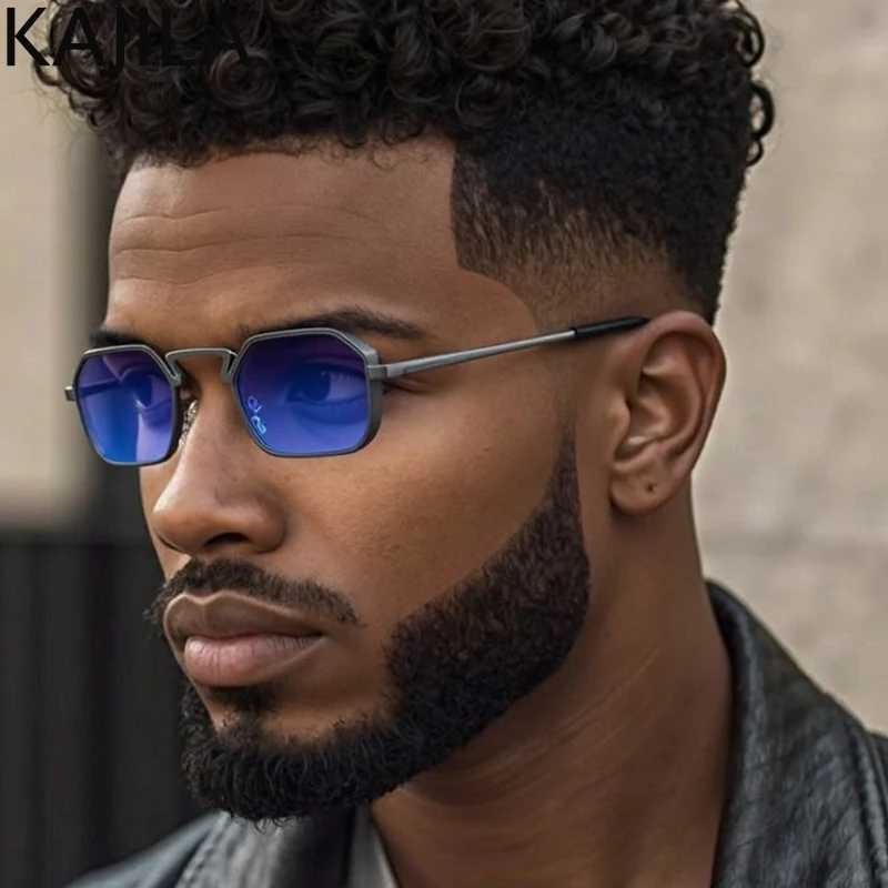 소형 프레임 헥사슨 스팀펑크 선글라스, 남성 2025 럭셔리 브랜드, 빈티지 펑크 아이웨어... - 3