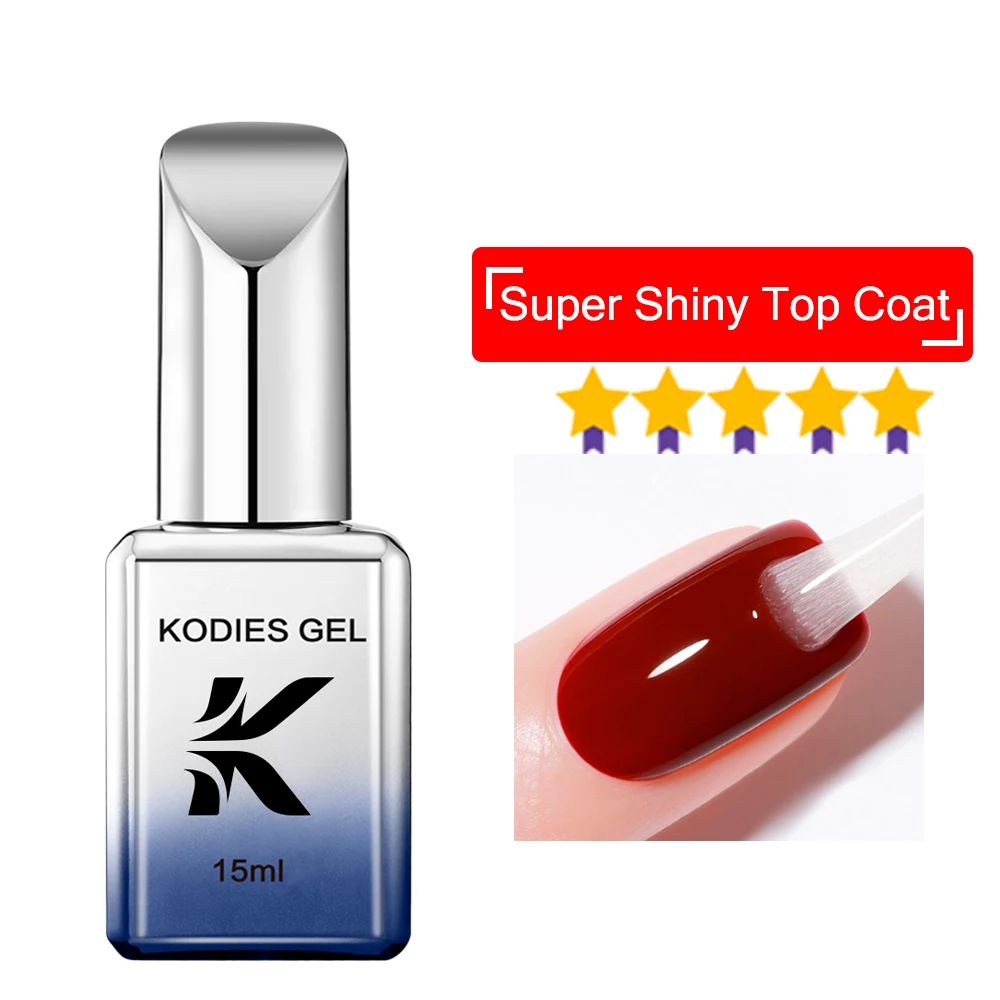 KODIES GEL Base in gomma cappotto Top Coat Gel UV smalto per unghie 15ML Semi permanente UV Super Shine Gel finitura superiore resina forte Gellak