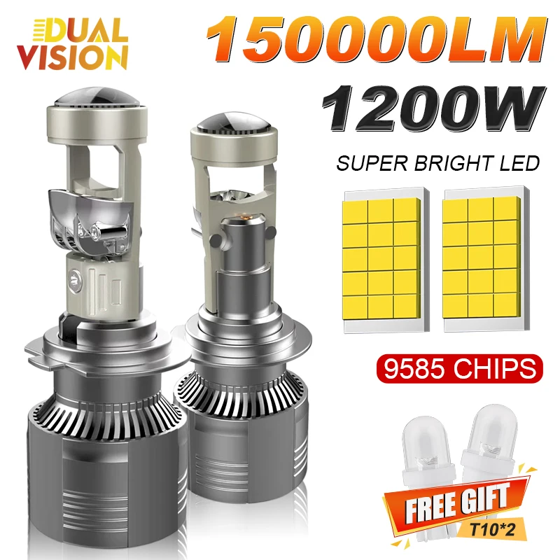 H7 Bi Led Projector Lens Bulb 9005 HB3 H8 H9 H11 9006 HB4 LHD Car Headlight Canbus Lampa High Power 6000K Mini Auto Fog Lamp 12V