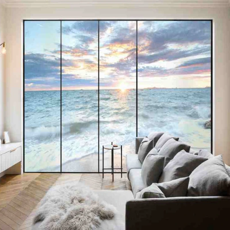 

Sea View Glass Film 3D Privacy Window Film Opaque Sticker Window Decro Self-adhesive Glass Film Window Tint