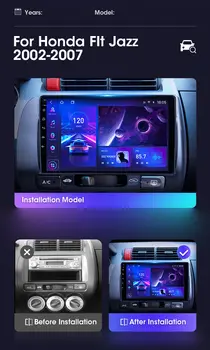 JMCQ 9吋車用收音機,適用於本田飛度/爵士(右舵/左舵)2002-2007款,安卓12多媒體視訊播放器主機,支援CarPlay 8 最佳銷售 本田飛度安卓 - №2