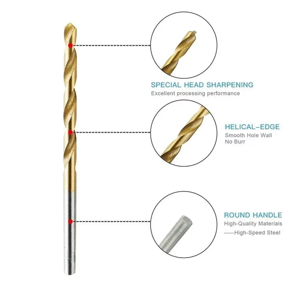 

50Pcs/Set 1/1.5/2/2.5/3mm Twist Drill Bit Set High Speed Steel Titanium Coated HSS Drill Bit Anti Rust Wear Protection