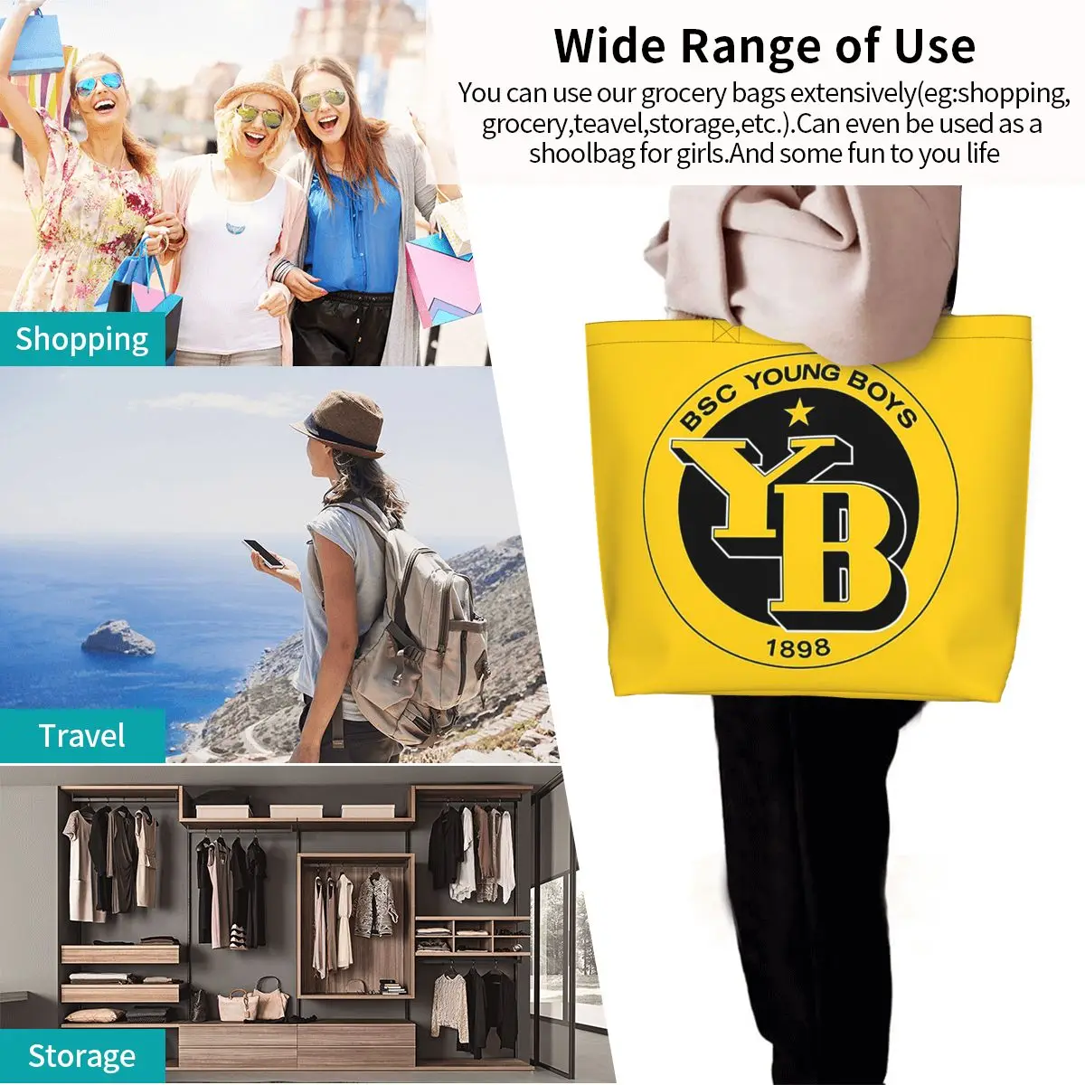 BSC الشباب بنين كرة القدم السويسرية المشجعين الرياضة بيرن سويسرا التسوق حمل حقيبة قماش حقائب الكتف المتسوق البقالة حقيبة يد