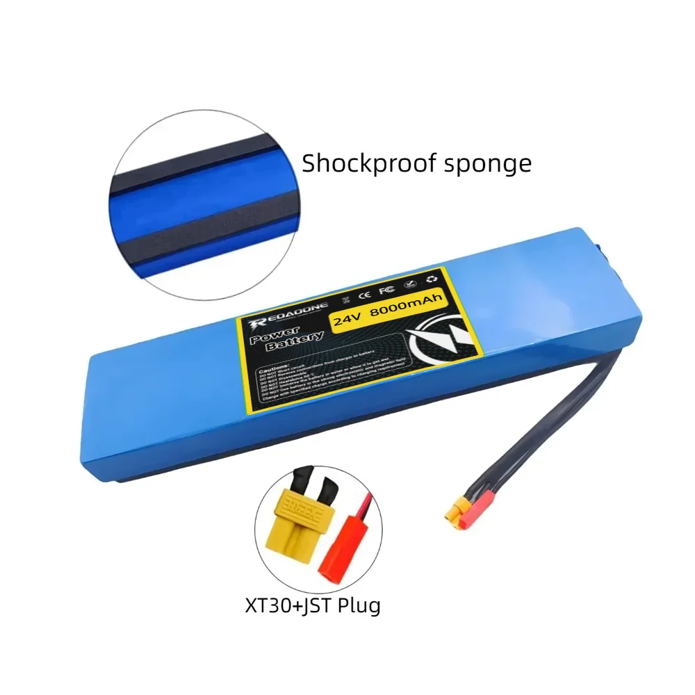 

Reoaoone 24V 7S2P 8000mAh Lithium Battery Pack - Built-in BMS 29.4V Rechargeable for Bicycles & Scooters