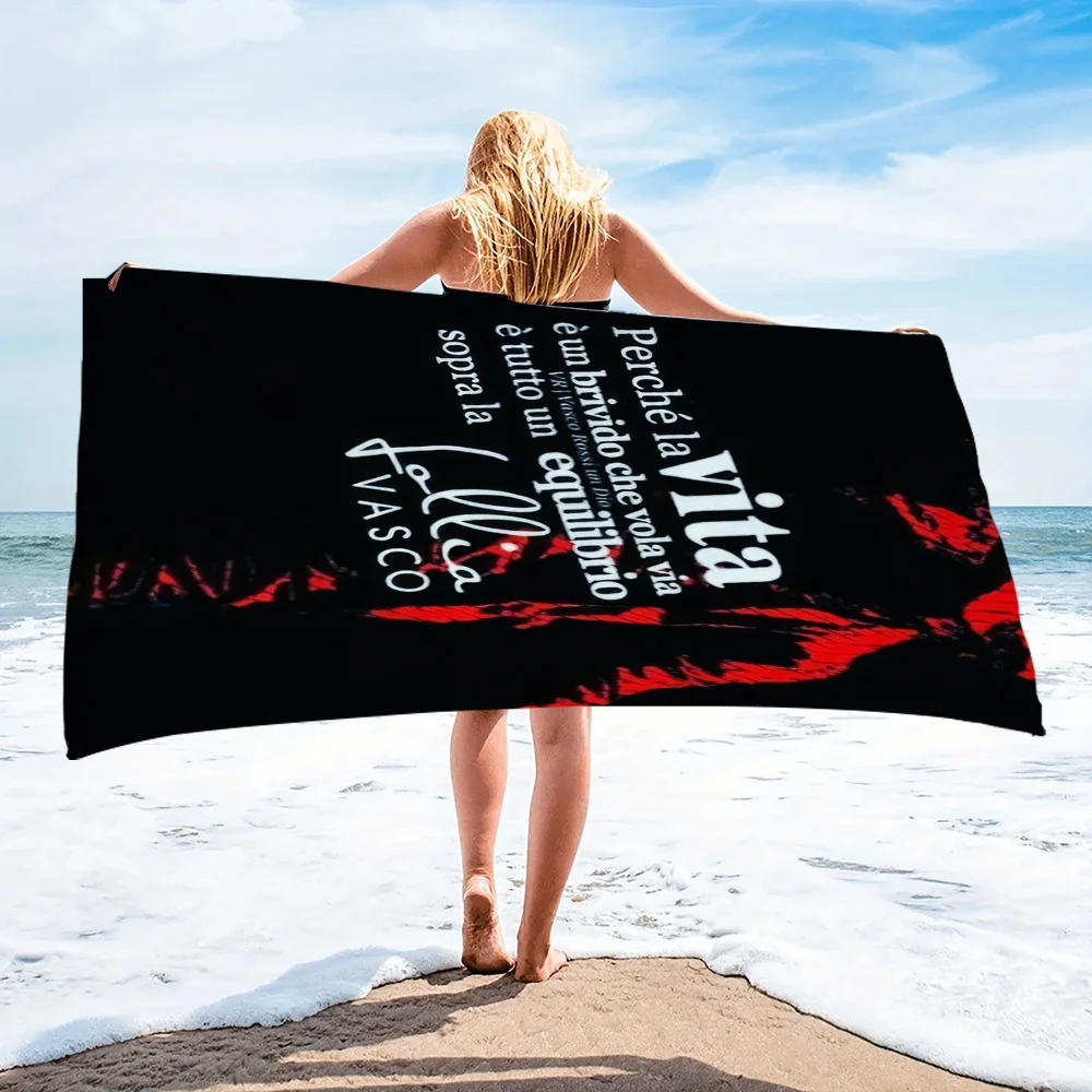 1 toalla de playa de microfibra V-Vasco Rossi Vita con diseño de roca italiana, de secado rápido, súper absorbente, sin arena, suave, para baño