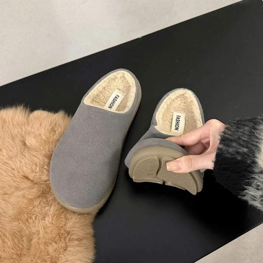 

Indoor Cotton Slippers with Soft Sole Silent Faux Suede Slippers Women and Men Anti Slip Wooden Floor Home Cotton Shoes