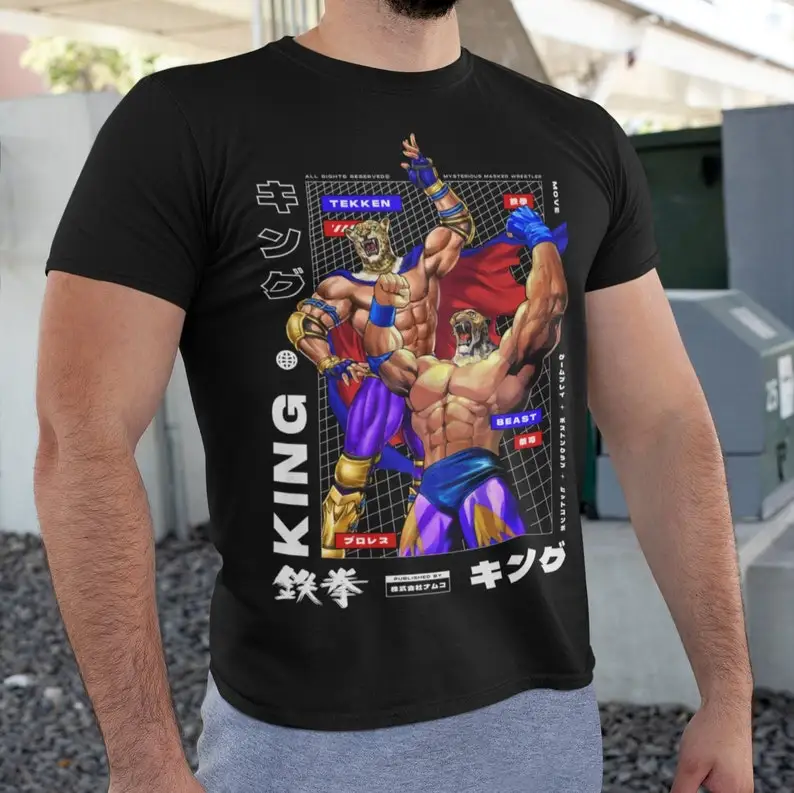 

TEKKEN 8 King аниме футболка из плотного хлопка игровая футболка игровая уличная футболка с графическим рисунком стильная японская аниме рубашка