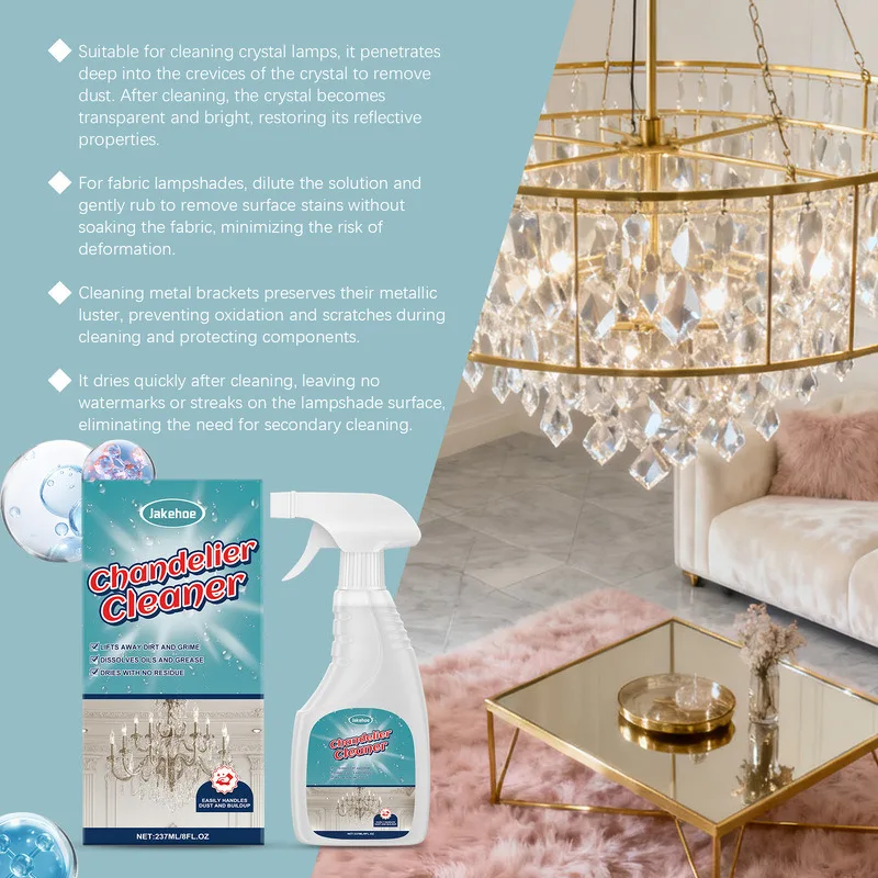 Chandelier Cleaner Strong Dust Remover Cleaning Spray Gentle Ceiling Lamp Care Stain Removal for Crystal Light Fixture Glass