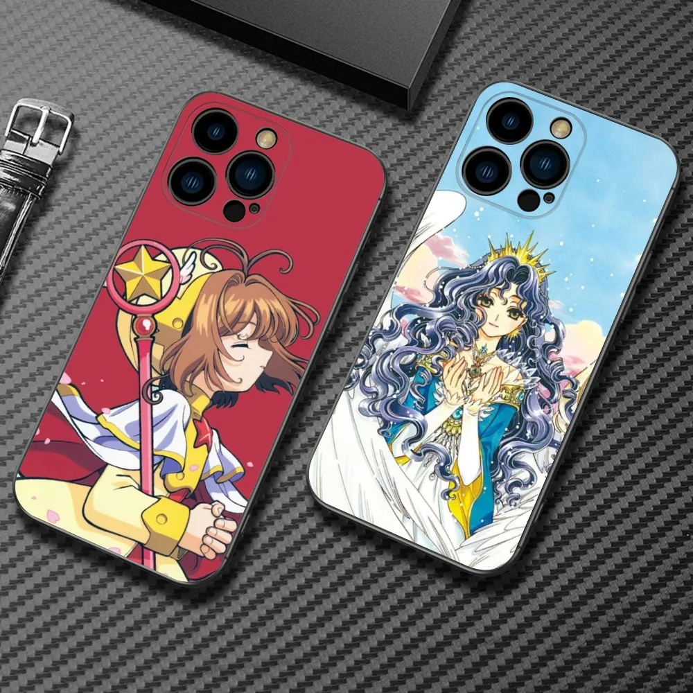 Card C-Captor Sakura Phone Case For iPhone15,14,13,12 Mini 11 Pro XR,X,XS,MAX 7,8 Plus Silicone Cover Soft Black