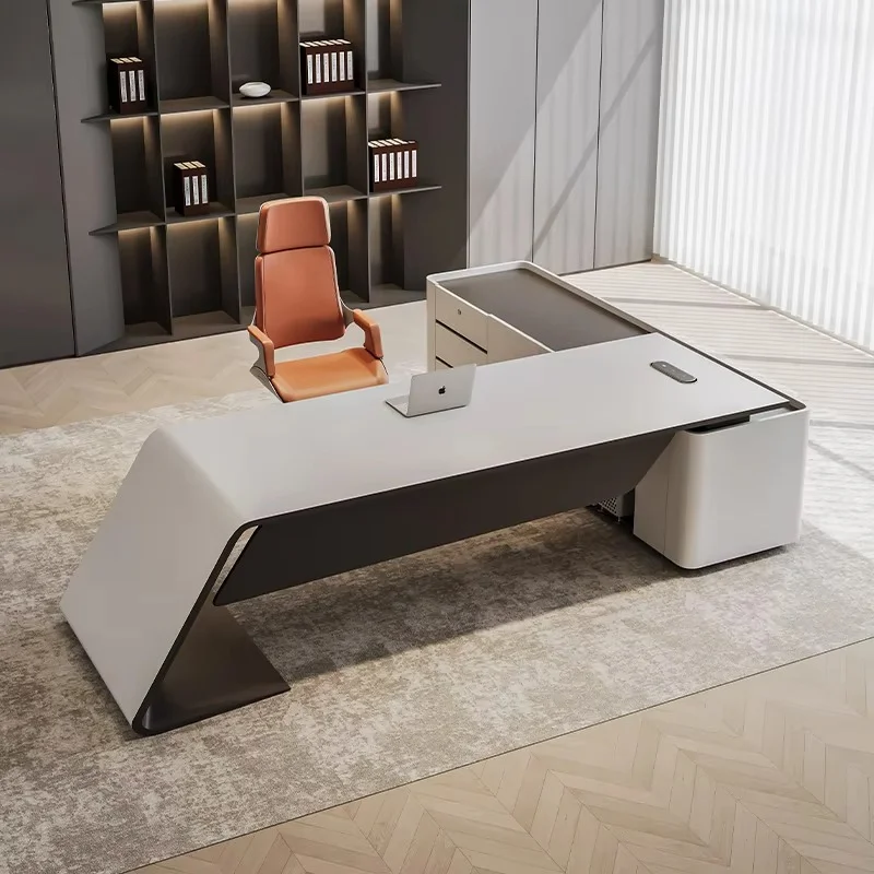 Strong Manager Executive Office Desk Wood Designer Luxury Computer Office Desks Standing White Mesa De Escritorio Furniture