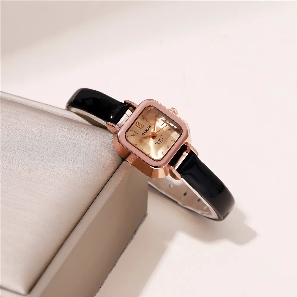 fashion small dial pu leather lady women quartz casual watch