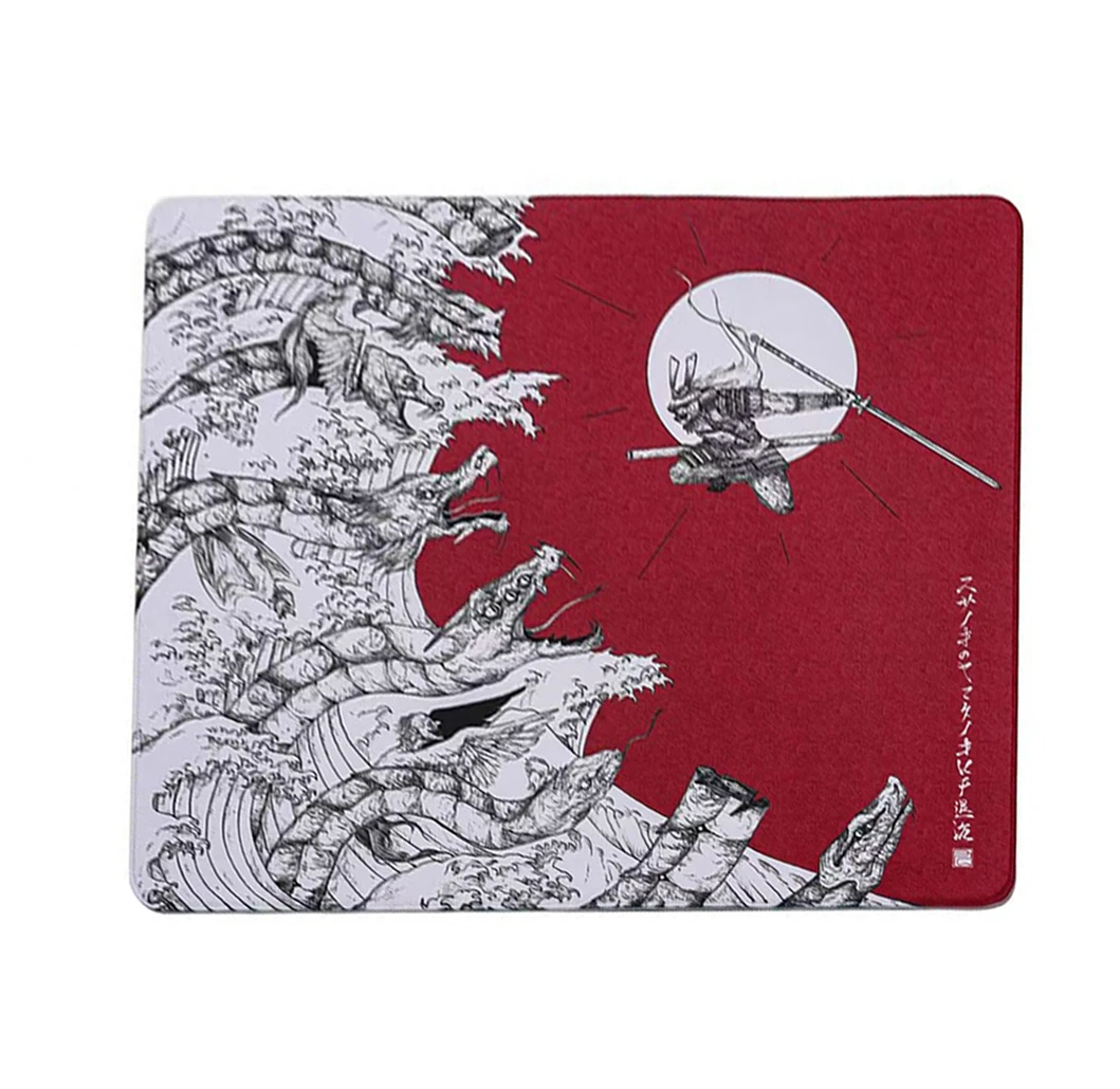 KYUU DESIGN Tappetino per mouse da gioco 480x400mm - Samurai vs Serpent Art a otto teste Base in gomma antiscivolo Controllo di precisione per giocatori