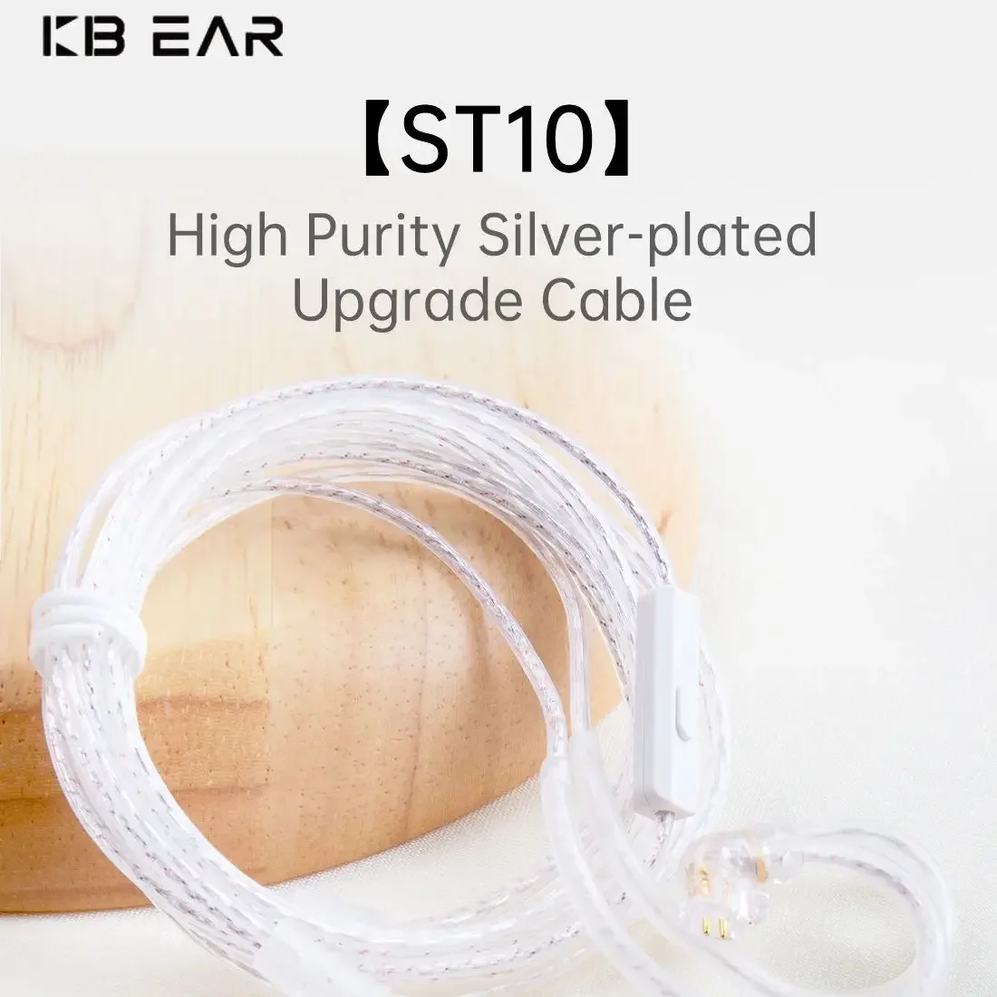 KBEAR ST10 High Purity Silver-plated HiFi Earphone Upgrade Cable 3.5mm Gold-plated Plug and KZ-B/KZ-C pins optional
