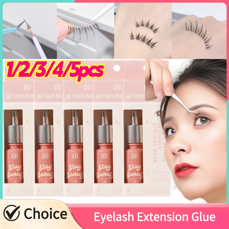 1/2/3/5pcs Colla per ciglia finte invisibili ad asciugatura rapida Colla autoadesiva per estensione ciglia finte naturali trasparenti impermeabili