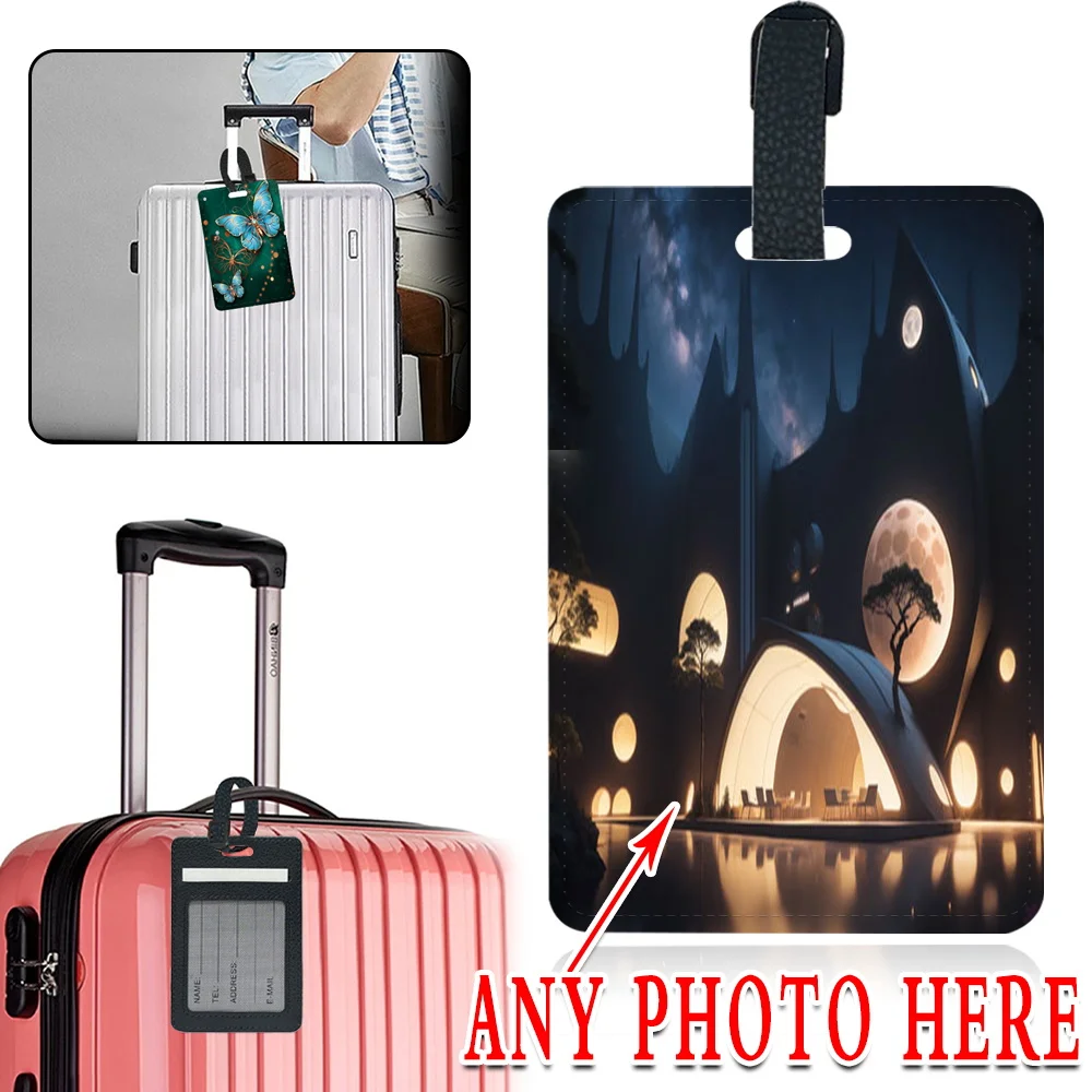 Customized Photo Portable Travel Luggage Tag PU Airplane Pass Identifier Label Suitcase Baggage Boarding Card Address Holder DIY