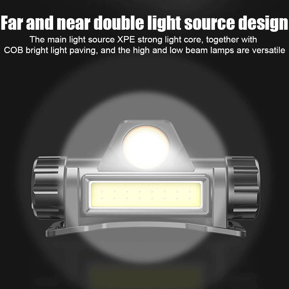 XPE + COB رئيس مصباح يدوي 150LM 400mAh الصيد العلوي قابل للتعديل مايكرو USB قابلة للشحن IPX4 مقاوم للماء ليلة تشغيل لوازم