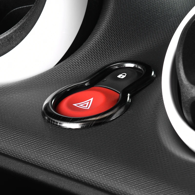 Stainless Steel Car Dashboard Dash Warning Lights Alert Push Button Door Lock Switch Trim Cover for Smart 453 Fortwo Forfour