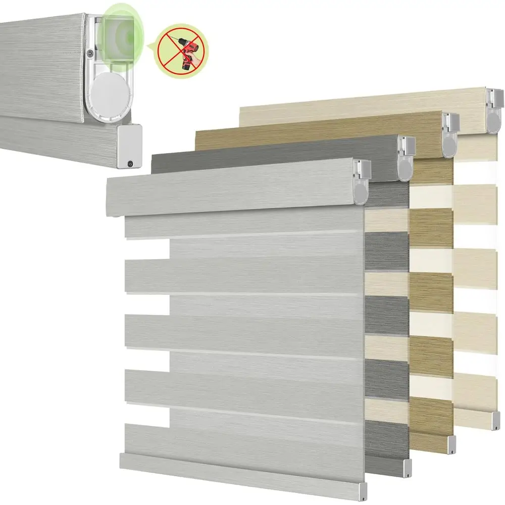 

Quick-Install Premium Linen Roller Shades for Light Control, Custom-Sized, Light Grey