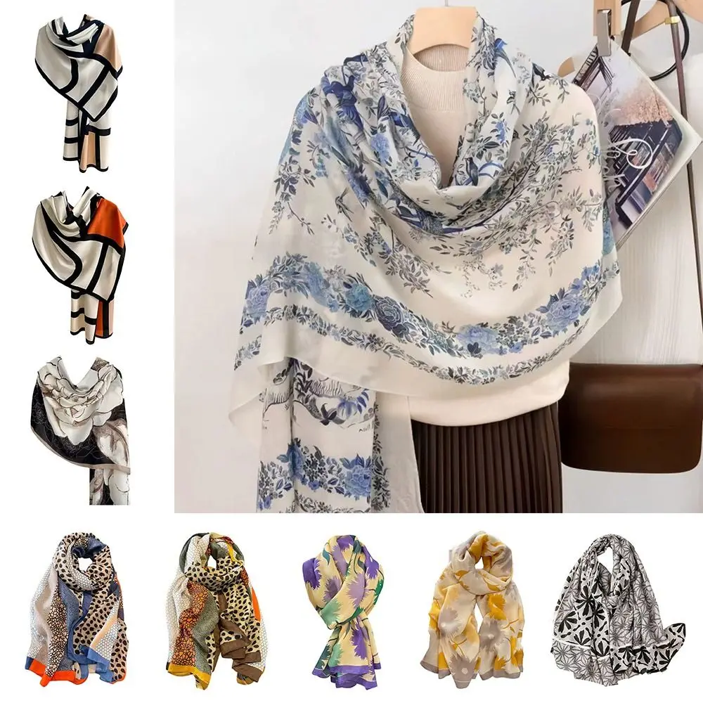 

Neckerchief Sunscreen Silk Scarf Shawl Thin Decorative Neck Cover Fashion Hijab For Spring Summer Autumn