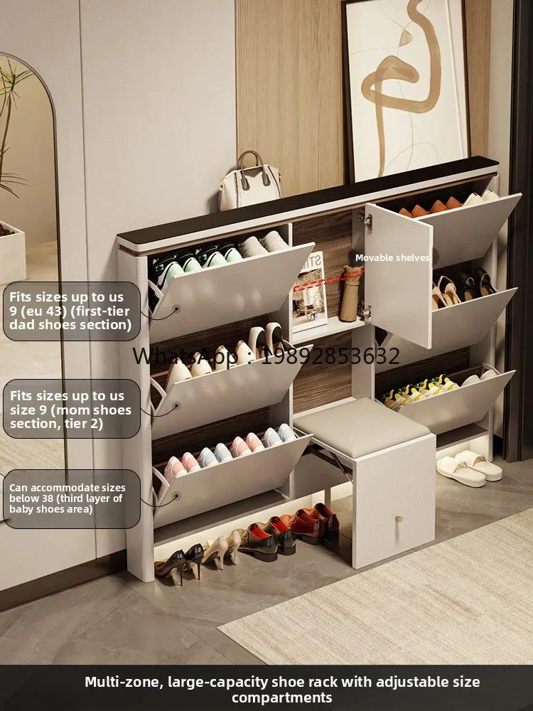 LYY Light Luxury Entryway Flip Shoe Bench Home Doorway  Ultra-Thin Door Back Entryway Cabinet Integrated Shoe Changing Bench