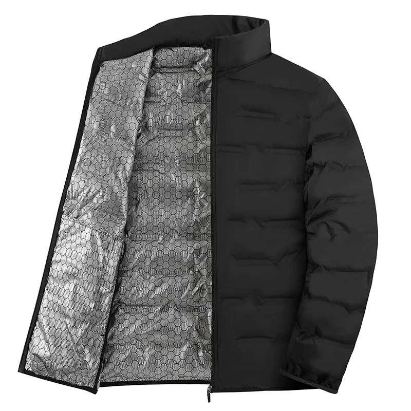 

Graphene Self-heating Down Jacket Men Solid Windproof Pleated Down Jackets Stand Collar Classical Warm Winter Jackets Male