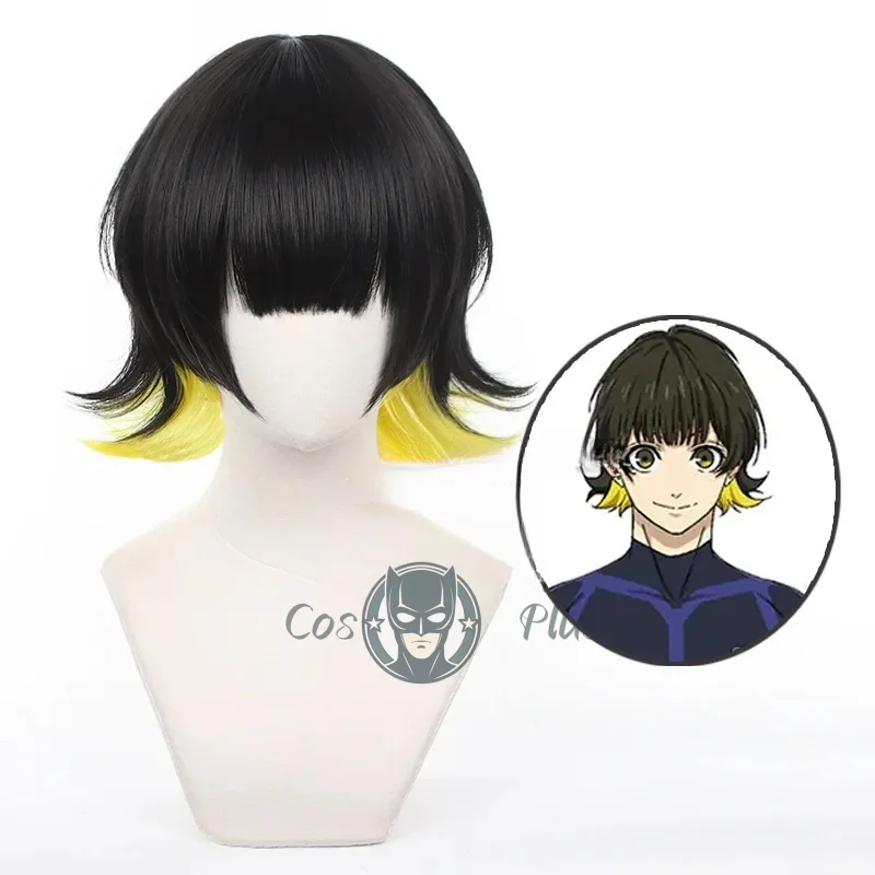 

Аниме Bachira Meguru, парик для косплея, смешанные цвета, синий замок, синтетические волосы для косплея, 32 см, короткие парики, реквизит для парика для Хэллоуина + шапочка для парика