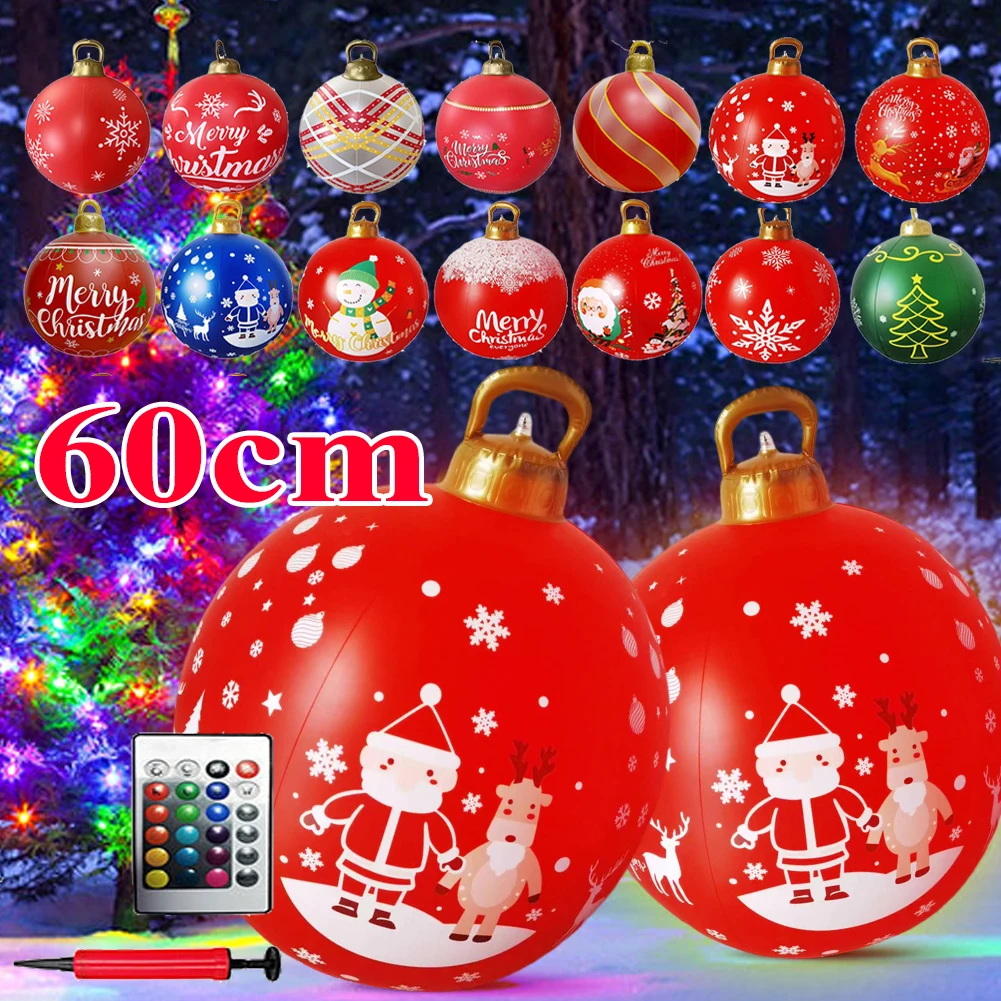 

24 Inch Giant Inflatable Christmas Balls Large Outdoor Decorated Ball with Light Remote Christmas Decorations Ball Holiday Decor