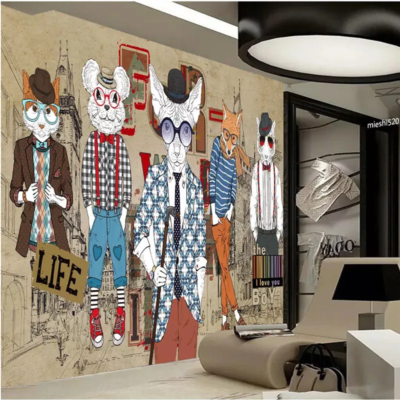 Doodle Hand Drawn Cartoon Mens Clothing Store Industrial Decor Background Mural Wallpaper Personality 3D Wall Paper Wall Cloth