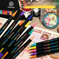 Professional Art Use 24/48-Color Acrylic Paint Markers, Dual-Tip Fine and Brush Tip Pens, Suitable for Stone, Wood, Calligraphy 4