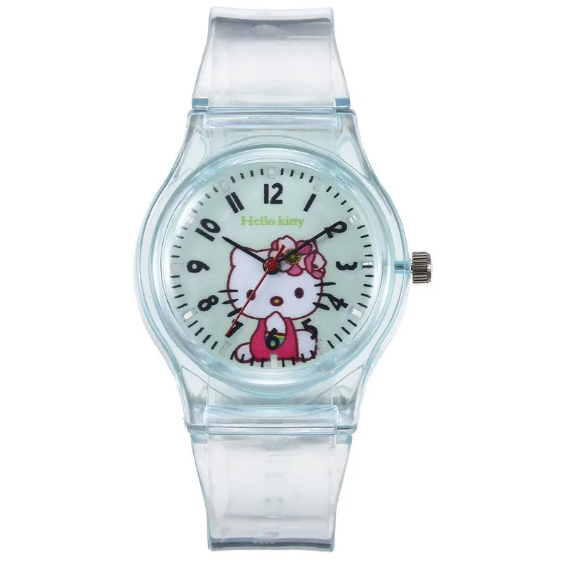 New Sanrio HelloKitty Pochacco Anime Characters Electronic Watch Student Printing Transparent Wild Creative Watch Christmas Gift