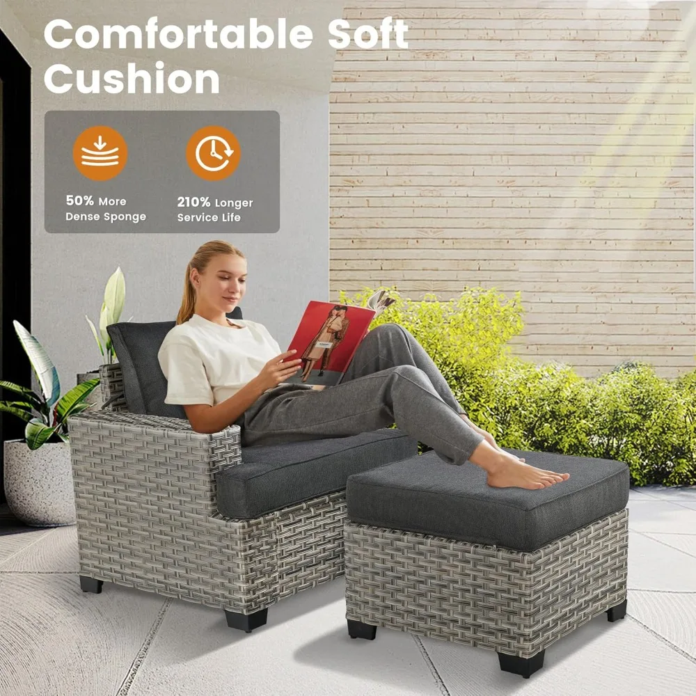 Patio Furniture Sets 7 Pieces Outdoor Sectional Rattan Sofa Manual Weaving Wicker Patio Conversation Set with Ottomans and T Cus