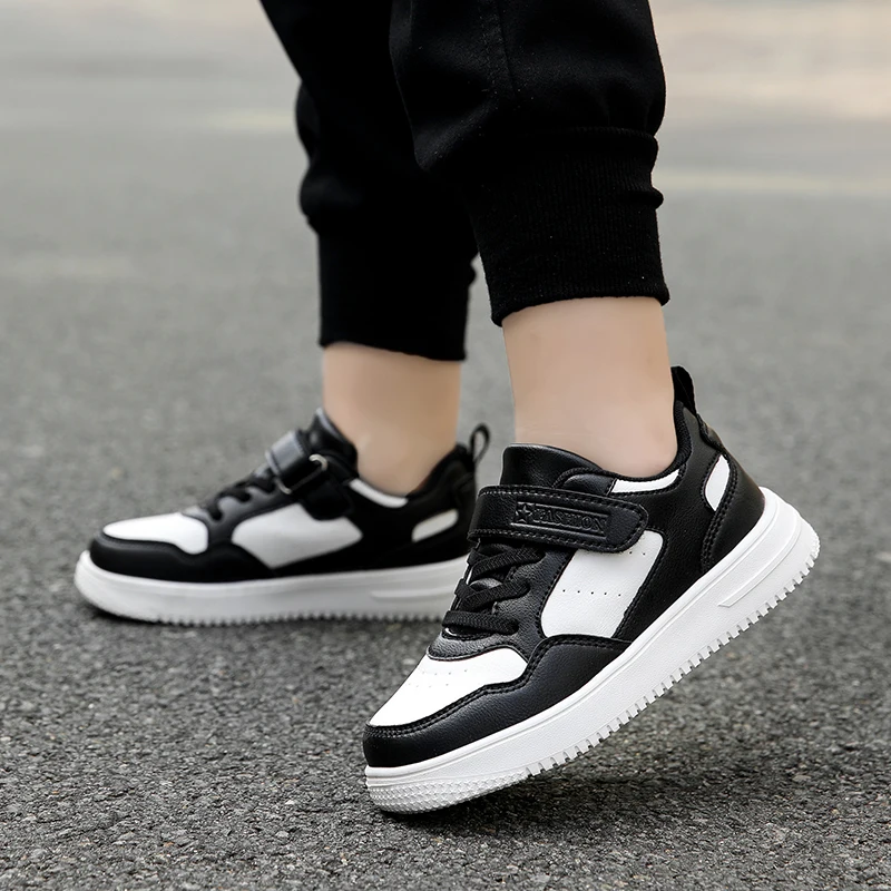 

New Children Sneaker Boys Casual Shoes Black Leather Flat Student Walking Shoes Non-slip Girl Lightweight Sports Tennis Footwear