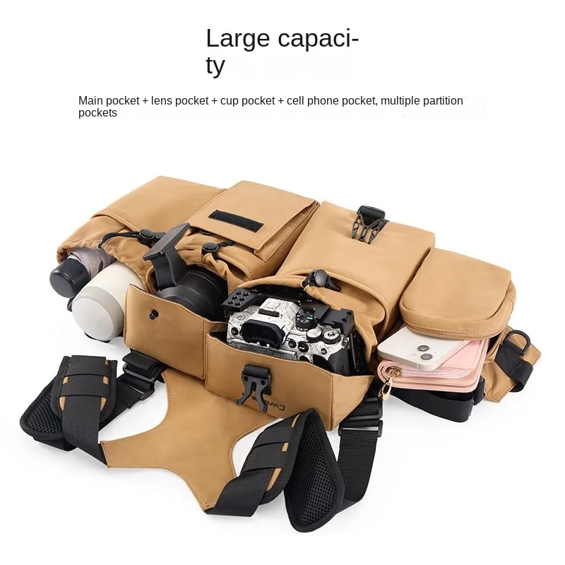 Cwatcun Professional Photography Waist SLR Lens Bag Photography Outdoor Work Clothes Vest Camera Bag Waist Bag