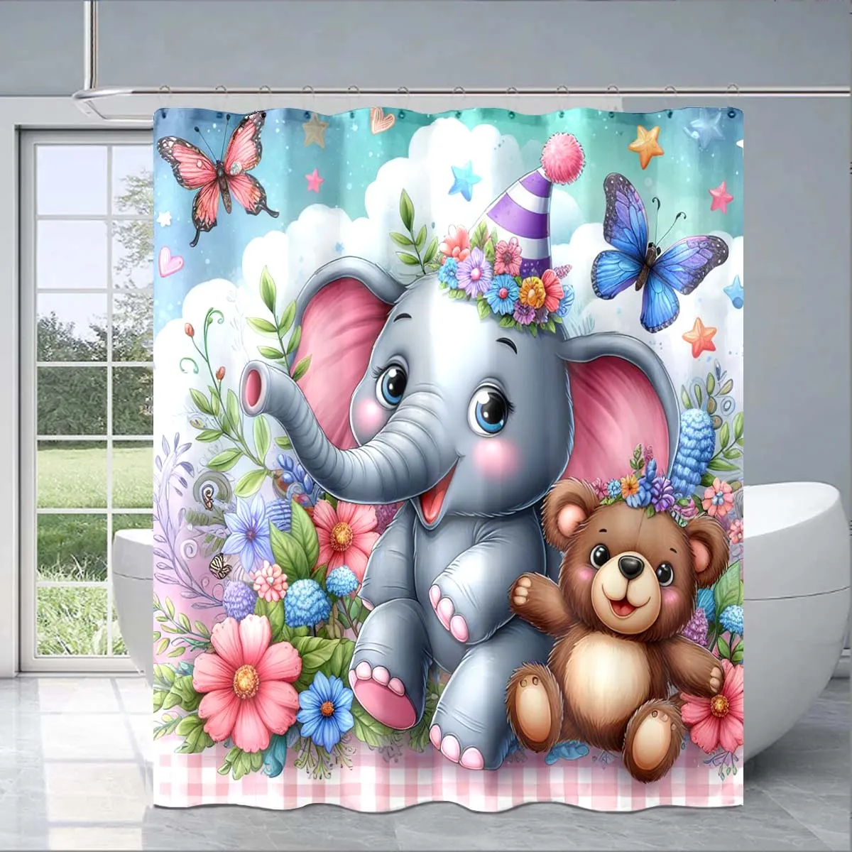 Cute Cartoon Dumbo Exquisite Shower Curtain Adult Children's Bathroom Fashion Decorative Gift