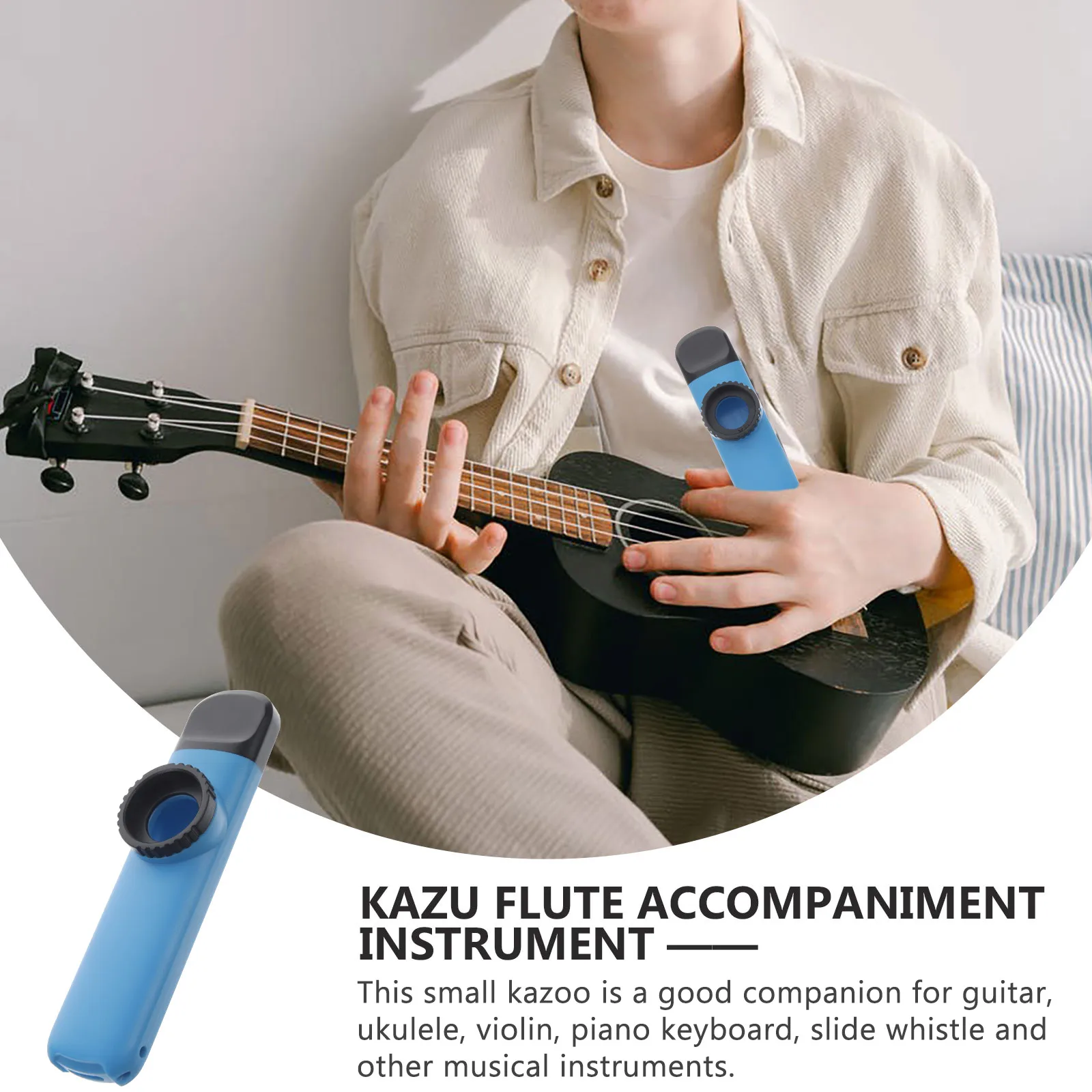 

Kids Musical Instruments Flute Lanyard Small Kazoo for Bulk Practice Blue Child