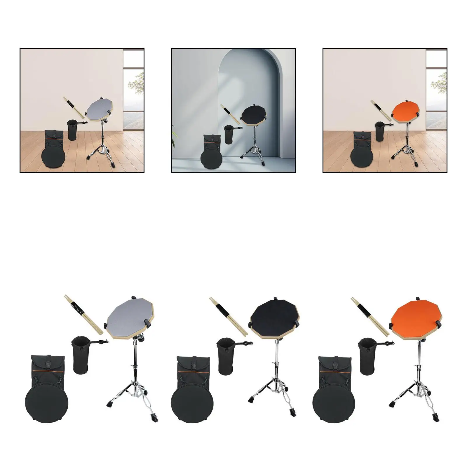 

Drum Pad Set with Snare Stand, 12 Inch, Comes with Drumsticks and Carrying Bag