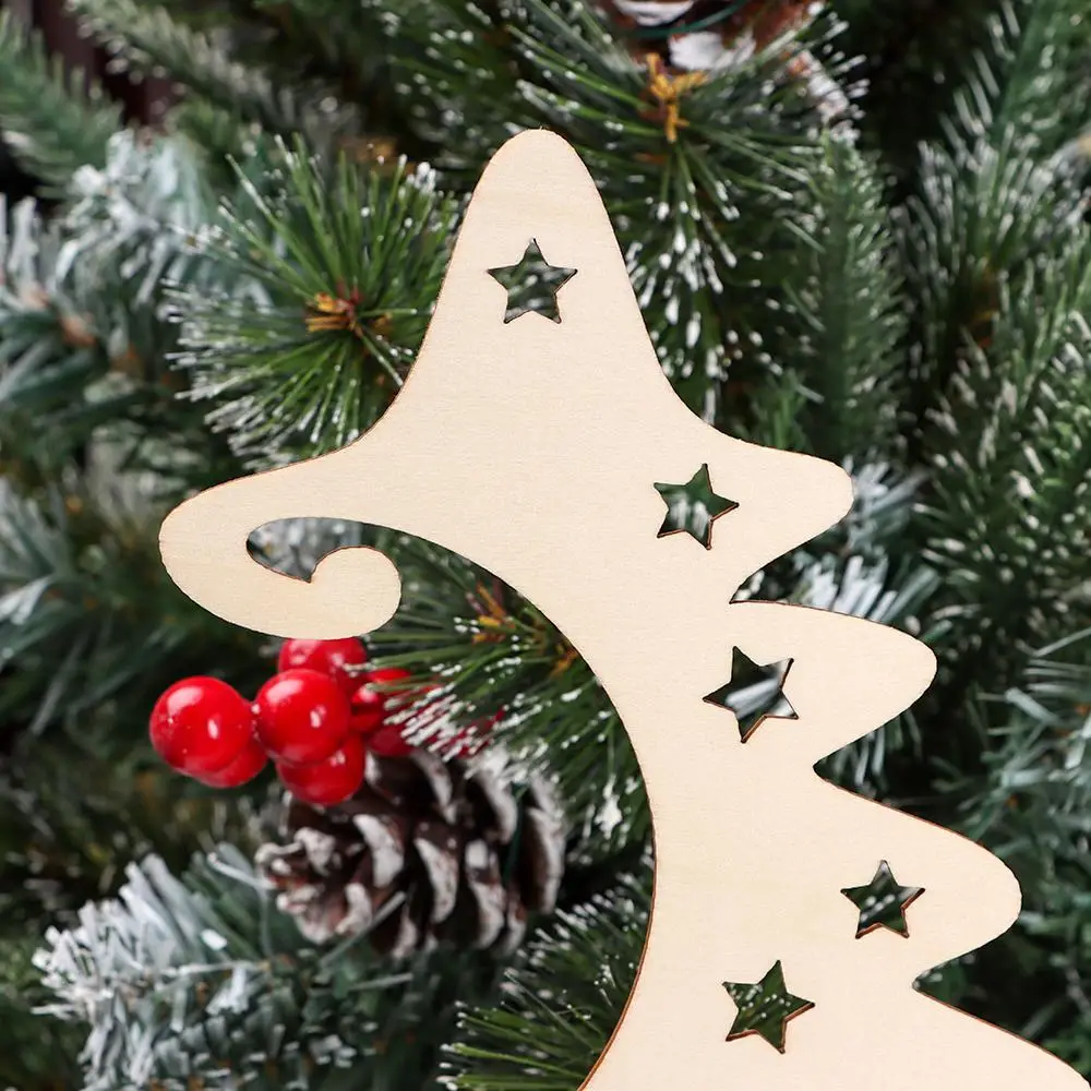 Home Decorations Wooden Star Christmas Tree Crafts Christmas Ornaments with Stand Wood Slices